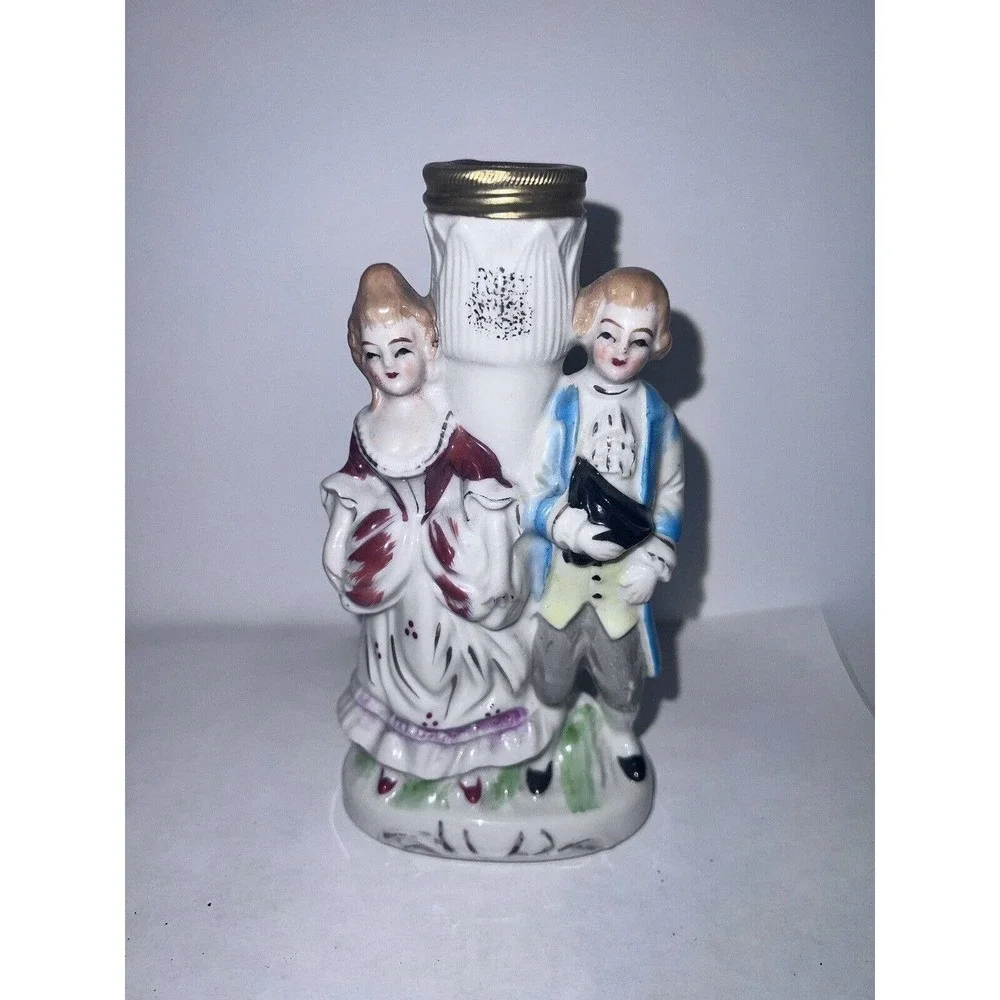 Vintage Porcelain Oil Lamp Base Colonial Victorian Couple Occupied Japan